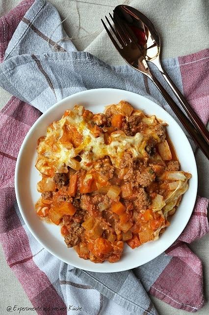 Kohlrabi möhren gratin mit hackfleisch