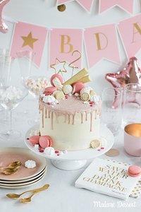 Candy Drip Cake Geburtstagstorte mit Himbeeren & Kokos