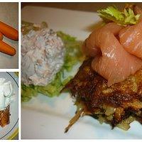 Kartoffel-Möhrenpuffer mit Lachs-Dip