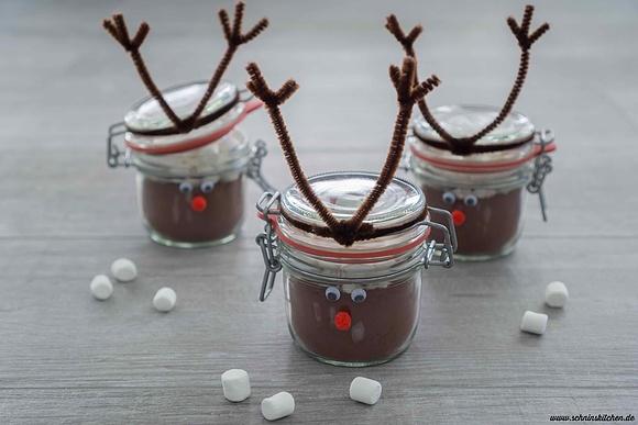 Rentierglas basteln für Geschenke aus der Küche