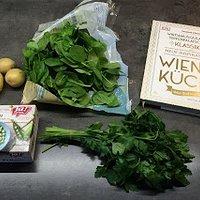Erbsen und Spinat Suppe