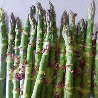 Grüner rosenblüten-spargel aus dem ofen / green rose petals asparagus off the oven