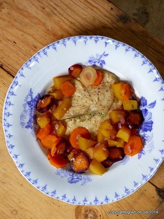 Zitronenpolenta mit Kürbis-Karotten-Gemüse