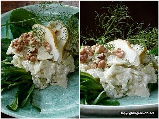 Fenchel birnen salat mit ziegenfrischkäse dressing