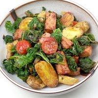 Grünkohl-Kartoffel-Pfanne mit Leberkäse