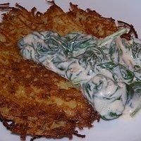 Kartoffeldetscher mit Spinat (Kartoffelpuffer)