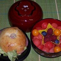 Bento nr. 172 bagel mit geflügelwurst.