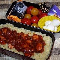 Bento nr. 127 würstchengulasch auf sternchennudeln.