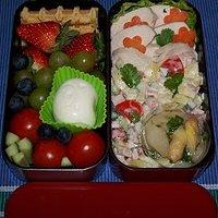 Bento nr. 28 kartoffelsalat mit hühnerbrust.