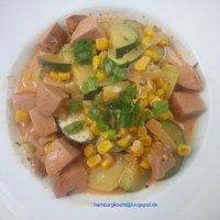 Kochen ohne Tüte: Zucchini-Fleischwurst-Pfanne