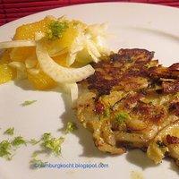 Topinambur-Kartoffel-Puffer mit Orangen-Fenchel-Salat