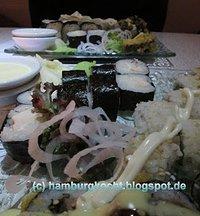 Testessen für märz in der white lounge: ambiente klasse, sushi masse