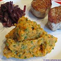 Süßkartoffelpüree mit Bärlauch
