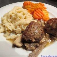 Wildschwein-Hackbällchen in Pilzsauce