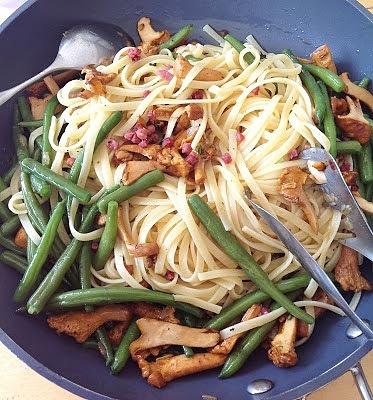 Bohnen-Pfifferlings Pasta