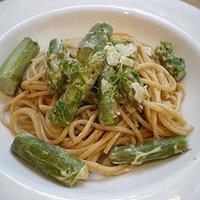 Spaghetti mit grünem Spargel
