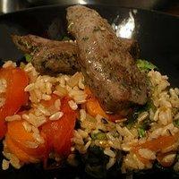 Reis-Gemüse-Pfanne mit Lamm