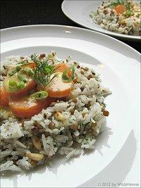 Vanille-Karotten auf Dill-Reis mit Linsen