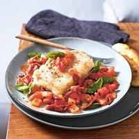 Rezept von susanne bodensteiner: kabeljau mit basilikum-tomaten