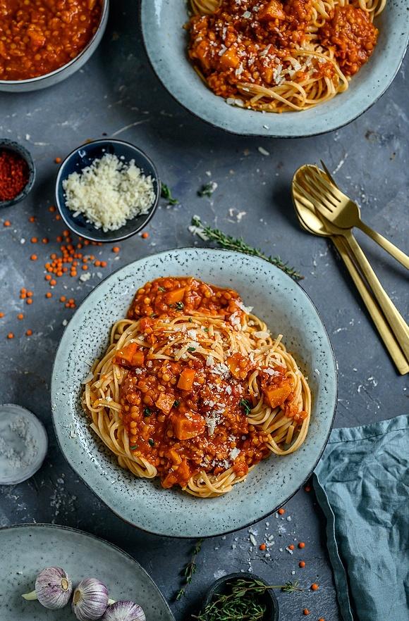 Linsen Kürbis Bolognese vegetarisch