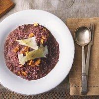 Rezept von sophie wright: rotweinrisotto mit gorgonzola & orangen