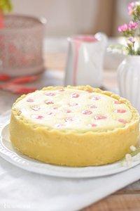Rhabarber-limetten-pünktchen cheesecake – frühling hereinspaziert
