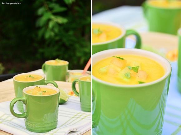 Eisgekühlte Melonen-Gurken-Suppe