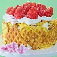 Waffeltorte mit erdbeeren, schokolade & marzipan