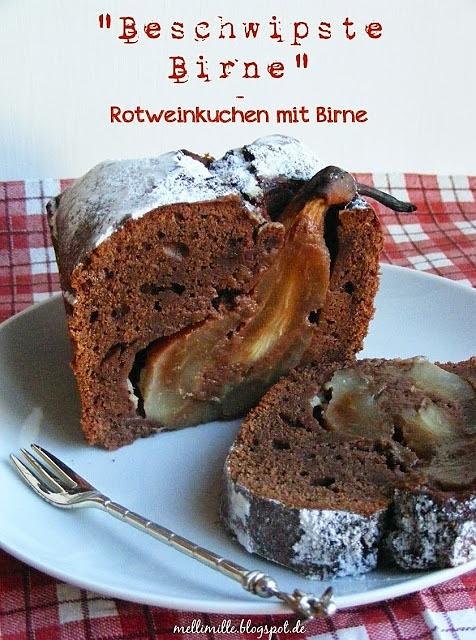 Rotweinkuchen mit Birne