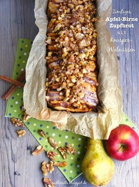 Herbstliches zupfbrot mit apfel, birne und knusper-walnüssen