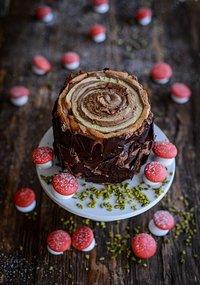 Schoko-holzstamm für weihnachten ( bûche de noel debout)