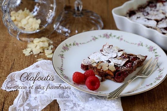Clafoutis au cacao et aux framboises