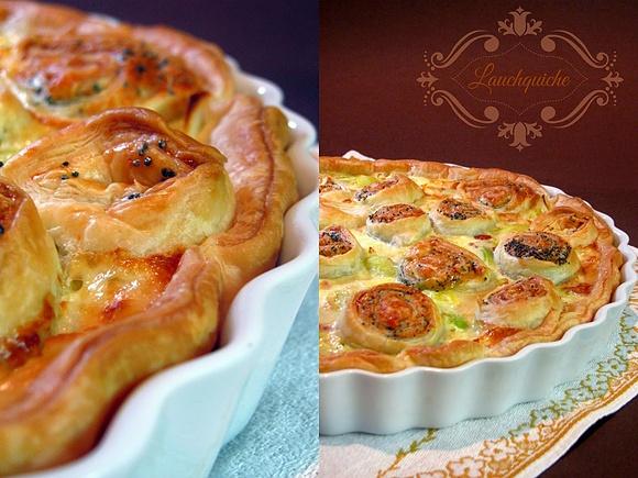 Lauchquiche mit Käse und Blätterteig