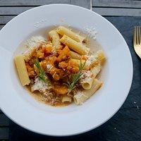 Pasta mit Kürbis und Pancetta